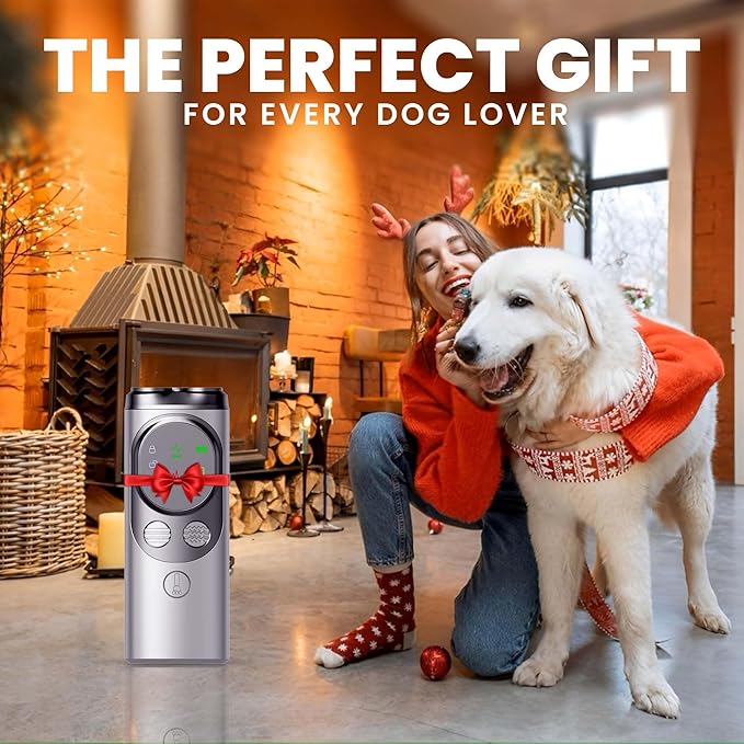 Rechargeable Dog Bark Deterrent Device – Ultrasonic Anti Barking Device for Dogs, 50ft Long Range, No Bark Control, Safe & Humane Replacement for Shock Collars,
