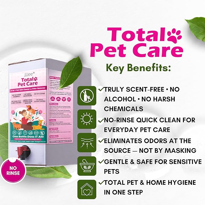 Pet Cleaner & Deodorizer for Dogs & Cats | No-Rinse Electrolyzed Water Formula | Safe for Paws, Coat, Hot Spots & Pet Messes | Fragrance-Free, No Harsh Chemicals | Made in Japan