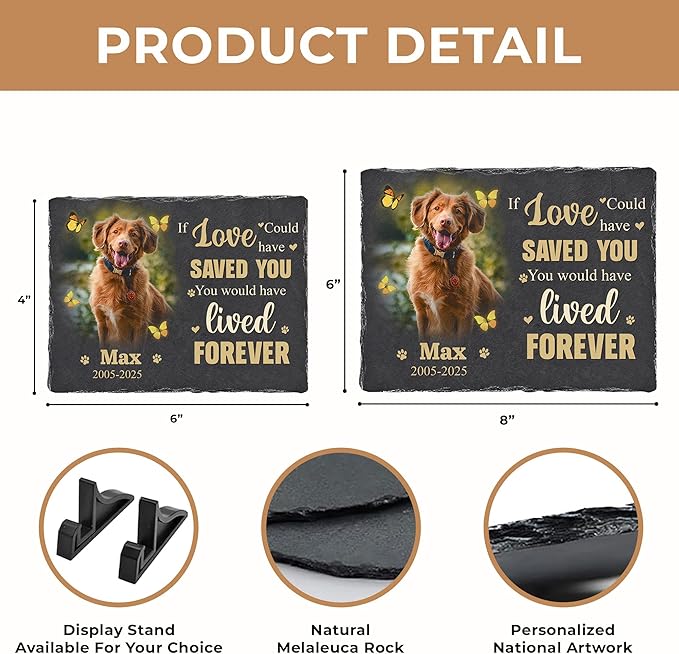Personalized Pet Memorial Stone | Custom Photo Memory Plaque for Dogs | Pet Remembrance Gift for Loss of Dog | Memorial Stone for Garden or Home Decor