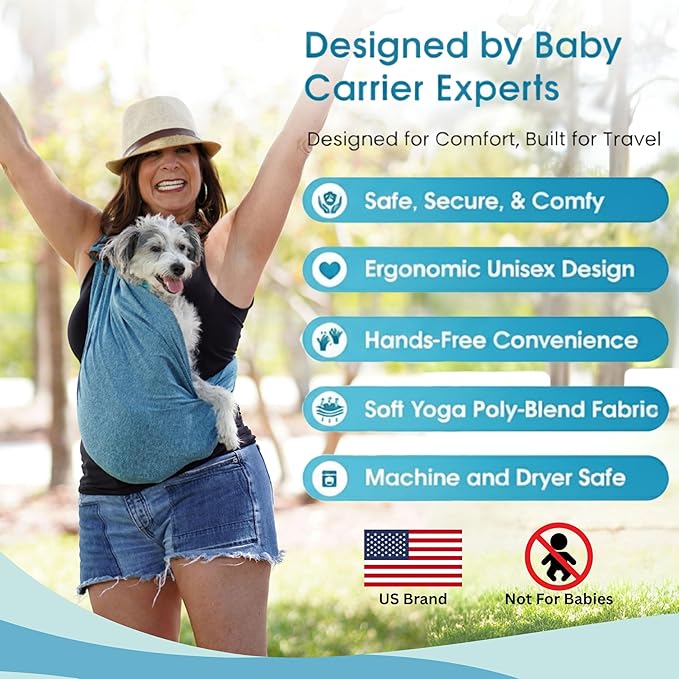 Pet K’tan Anti Anxiety Wearable Cat & Dog Carrier – Hands-Free Front Facing Adjustable Pet Cuddler Sling for Small to Medium Pets & Puppies up to 20 lbs | Pawquamarine | Medium