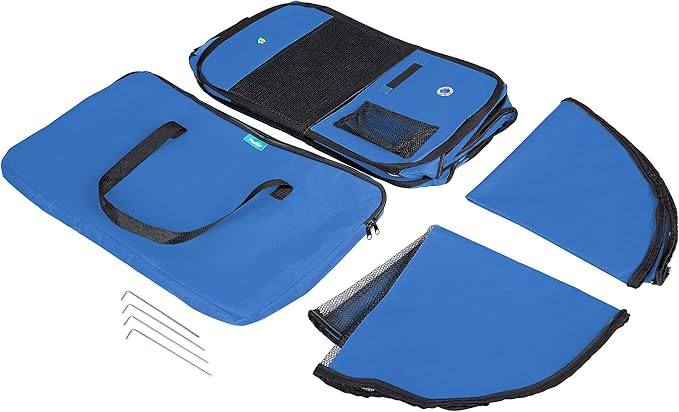 Deluxe Premium Pet Dog Playpen Portable Soft Dog Exercise Pen Kennel with Carry Bag for Dogs, Cats, Kittens, and All Pets (Medium, Blue)