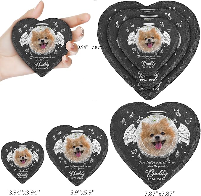 Dog Memorial Gifts for Loss of Dog, Personalized Dog Memorial Stone Plaque with Photo Name, Custom Dog Pet Grave Headstone, Loss of Dog Sympathy Gift for Dog Cat Lovers