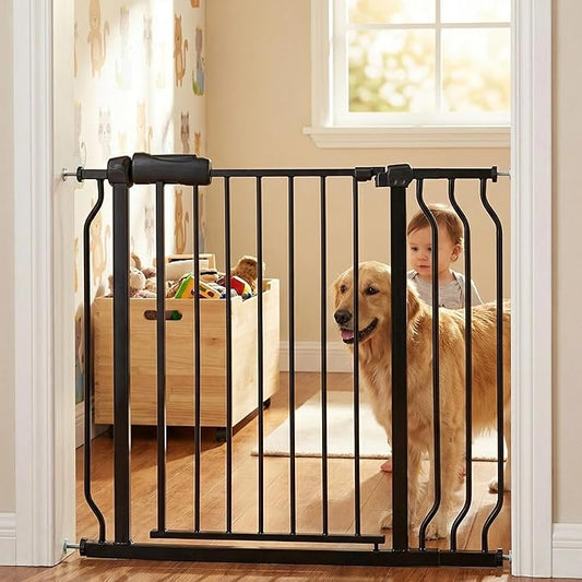 Walk Through Baby Gate 29-38.5 Inch Wide Openings Large Baby Gate for Stairs Tension Pet Dog Gates Indoor for Doorways No Drilling Pressure Mounted Pet Gates for Kids