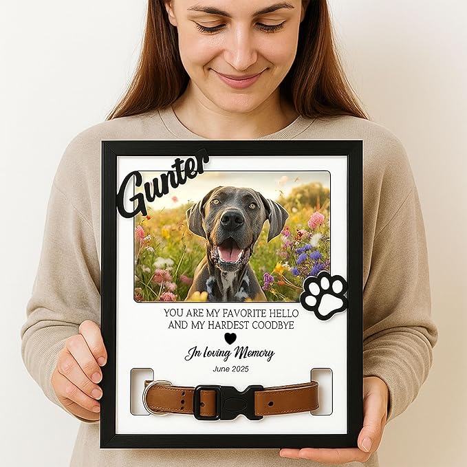 Nazenti Loss Of Dog Sympathy Gift, Personalized Cat Memorial Frame with Photo, Custom Pet Remembrance Keepsake for Grieving Pet Owners, Cat Loss Tribute Plaque, Dog Bereavement Gifts