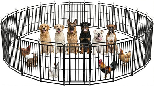 Dog Playpen Outdoor 24 Panels 47'' Rustproof Metal Dog Fence with Gate Small Medium Portable Large Dog Play Pen 54FT 212 Sq.ft for RV Camping, Trips, Play Yard