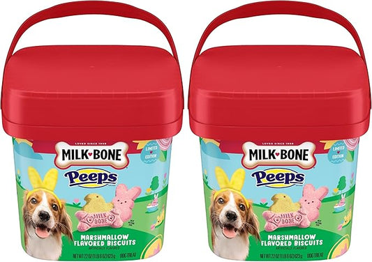 Milk-Bone Peeps Artificially Marshmallow Flavored Dog Treats,22 Oz. Pail,(Pack of 2)