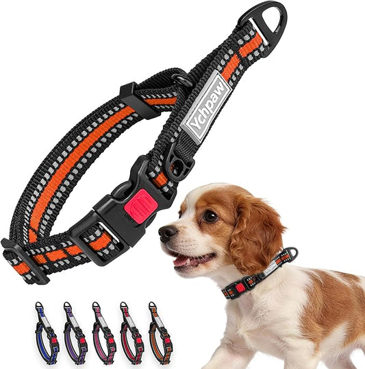 Martingale Collar for Dogs Reflective Collar with Quick Release Buckle, Adjustable Nylon Collars for No Slip Dog Collar, Orange, XS