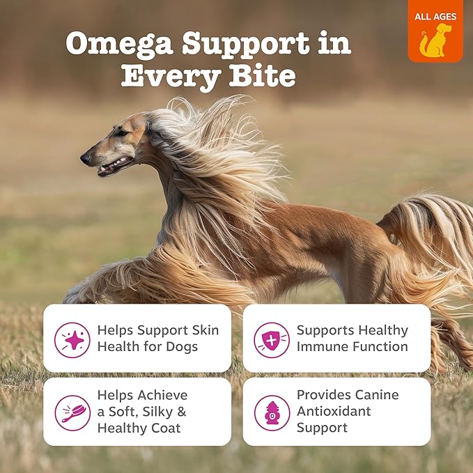 Zesty Paws Omega 3 Fish Oil for Dogs - Zesty Paw Dog Vitamins and Supplements for Hip, Joint & Skin, Chicken (250 Chews)