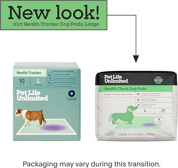 Pet Life Unlimited Health Check Puppy Pads for Dogs, Health Indicating Pee Pads, 10 Count, 22" x 22", Color-Track Technology Detects Common Health Issues, Leak-Proof, Super Absorbent, Made in USA