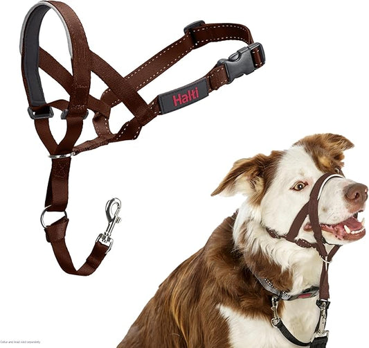 Halti Headcollar - Stop Your Dog Pulling on The Leash. Adjustable, Reflective and Lightweight, with Padded Nose Band. Dog Training Anti-Pull Collar for Medium Dogs (Size 2, Deep Walnut)