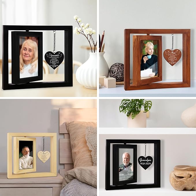Lost Grandma Memorial Picture Frame - Sympathy Gifts, Personalized 4x6 Photo Wooden Frame Bereavement Remembrance Condolences In Loving Memory, Passed Away Gifts Home Decor HR1-GM-BLA