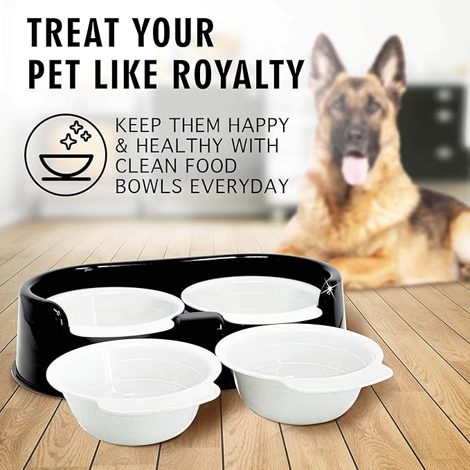Cali Pets Clean Feeder Pet Bowls with Stand | Interchangeable Large Dog Food Bowls or Cat Feeder Bowl Set | BPA Free Plastic Pet Feeding Station