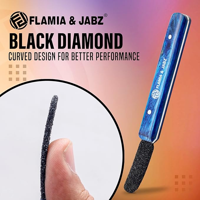 FLAMIA & JABZ Stripping Metal Stone Diamond Edged for Dogs, Cats & Pets with Wooden Grip (Coarse)