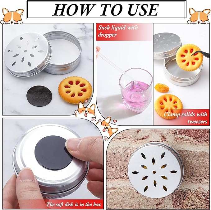 Shimeyao 59 Pcs Dog Scent Training Kit, 24 Scent Training Box Dog Nose Work Containers Aluminum Cans 24 Magnetic Dots 10 Plastic Dropper with 1 Tweezer for Work