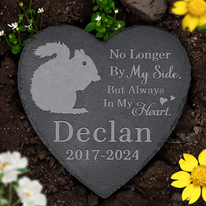 Squirrel Memorial Stone Squirrel Headstone - Memorial for Squirrel - Loss of Squirrel - Squirrel Keepsake - Pet Remembrance Squirrel - in Memory of Squirrel (Heart-Shaped)