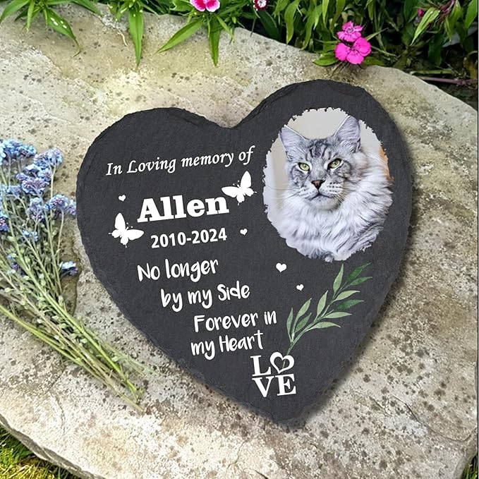 Cowcute Personalized Pet Memory Stone for Cat, Customized in Loving Memory Pet Remembrance Plaque Garden Stones, Dog Memorial Stones for Loss of Dog, Pet Memorial Gifts for Cat Mom Dog Lover Owner