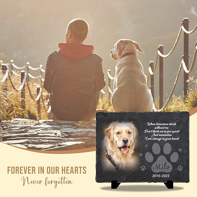 Personalized Dog Memorial Stone for Dog Memories | Pet Memorials for Dogs with Photo | Custom Plaque Stone for Furry Friend Loss | Beloved Pet Memorial Stones for Dogs Personalized Gifts Pets