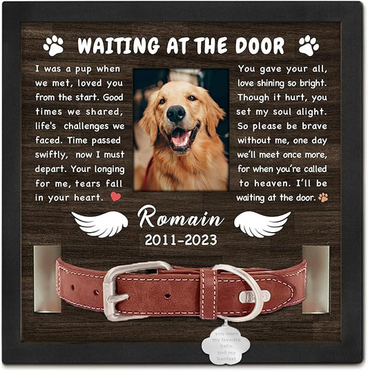 Personalized Dog Memorial Picture Frame Gifts for Loss of Pet- Fits 3 Collar Lengths, in Memory of Dog Passing Away Sympathy Gifts
