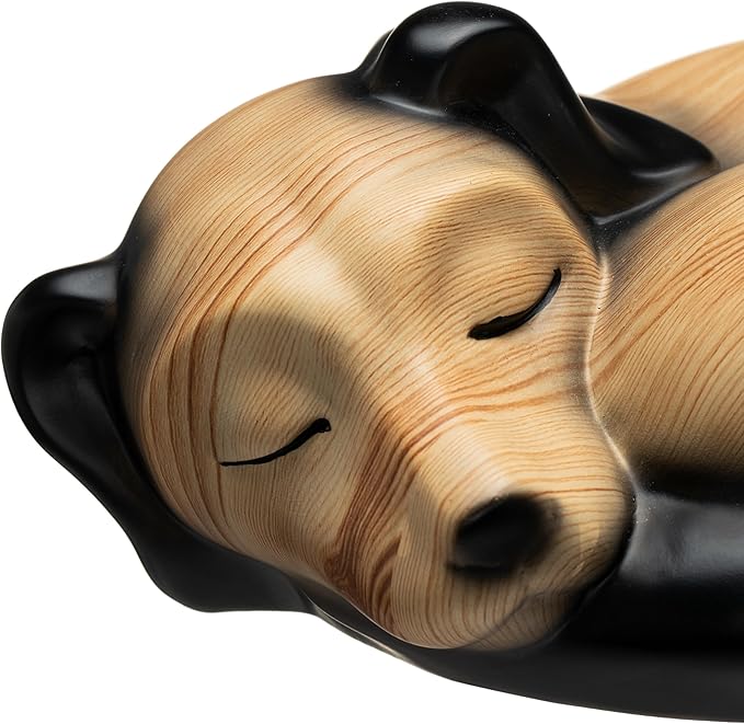 Pet Urns,Sleeping Resin Cremation Dog Urn, Dog Urns for Ashes, Small Animal Urn(Khaki)…
