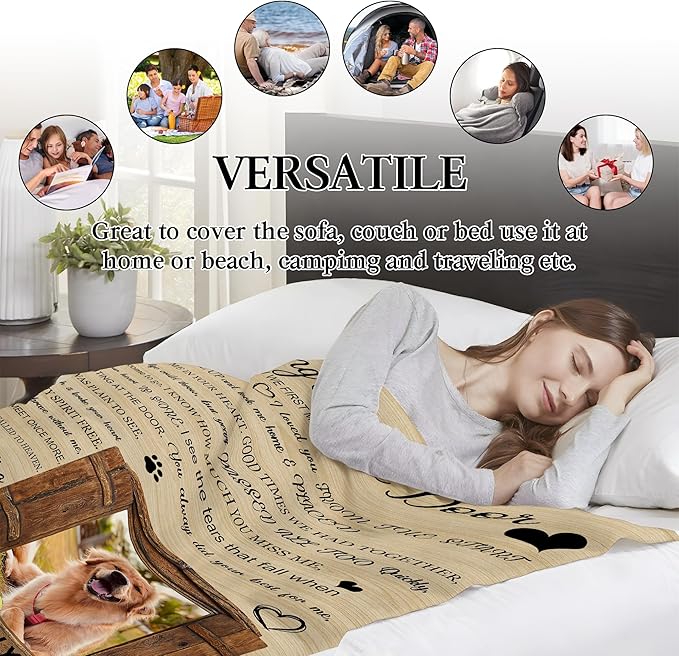 Ship Next Day, Customized Pet Memorial Gifts, Custom Dog Blanket with Picture Name, Personalized Pet Memorial Photo Blanket, Loss of Pet Sympathy Gift, Dog Passing Away Bereavement Gifts