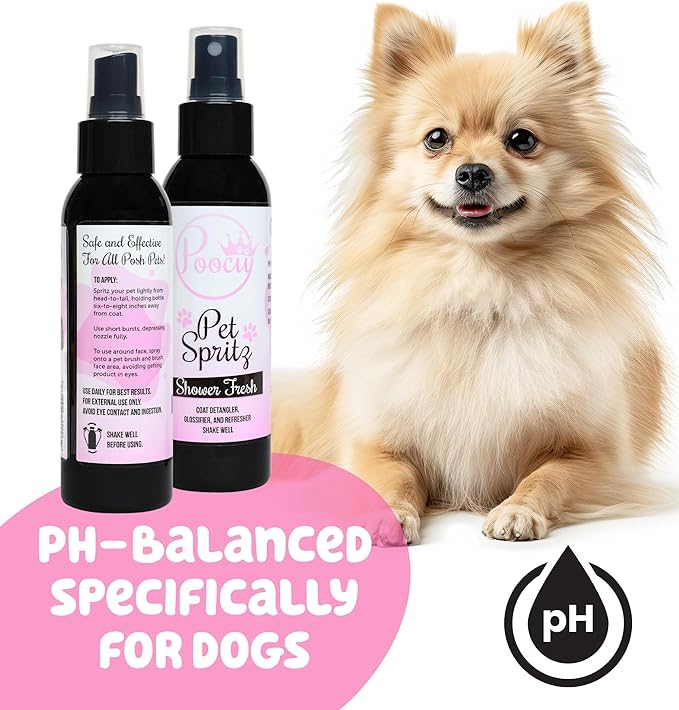 Deodorizing Pet Spray, Shower Fresh, Premium Dog Grooming Finishing Spritz Cologne & Perfume, Coat Detangler, Conditioner, Glossifier, and Refresher - Cruelty-Free Natural Ingredients