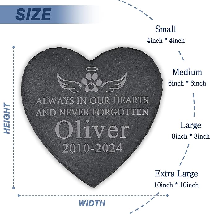 Pet Memorial Gifts, Pet Memorial Stone, Dog Memorial Gifts for Loss of Dog, Pet Remembrance Gift, In Memory of Dog Cat, Loss of Pet Sympathy Gift, Pet Loss Gifts - Never Forgotten(Heart-shaped)