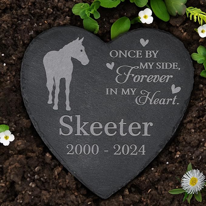Personalized Pet Memorial, Horse Memorial Stone, Horse Tombstone, Horse Grave Marker, Horse Memorial Gifts, Horse Loss - Heart-Shaped