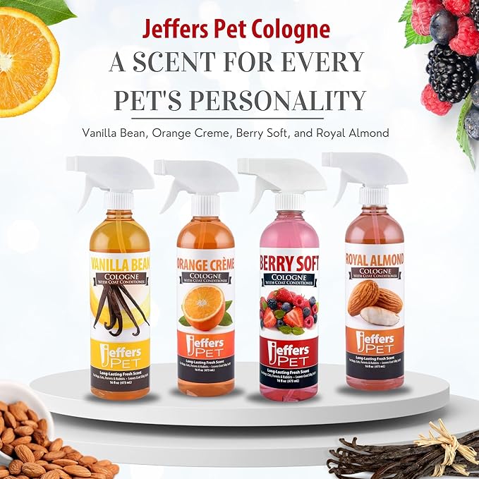 Jeffers Pet Cologne Spray with Coat Conditioner for Dogs & Cats, 16 oz - Detergent & Soap Free Grooming Fragrance Mist, Coat Deodorizer, Freshener, Safe for Pets, Salon, Home Use - Vanilla Bean