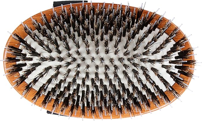 Bass Brushes | Luxury Grade Pet Brush | Shine & Condition | 100% Pure Premium Natural Bristle+Single Nylon Pin | Large Palm Design | Natural Bamboo Handle | Solid Finish | Bass Brushes Model A7-DB