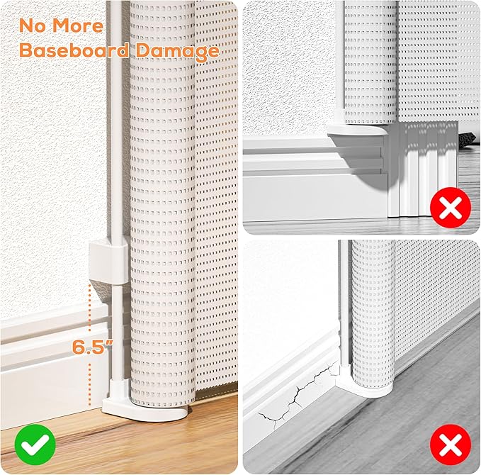 Retractable Baby Gate for Stairs, 48" Tall X 59" Wide Mesh Dog Gate Indoor, Child Gate for Doorways, Hallways, Deck, Indoor Outdoor Pet Baby Safety Essentials for Home, White