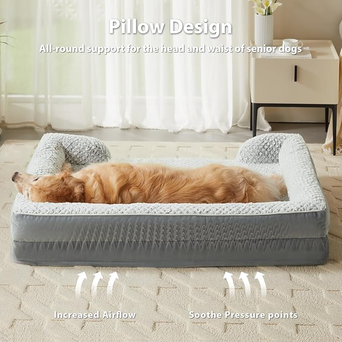 Orthopedic Dog Bed for Extra Large Dogs 48x35Inch, Egg Crate Foam Bed for Extra Large Dogs, Equipped with Removable Waterproof Pillow Cover and Anti-Slip Bottom, Pet Bed