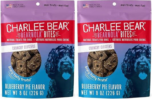 Charlee Bear Bearnola Bites Dog Treats, Blueberry Pie Flavor, 8oz (Pack of 2)