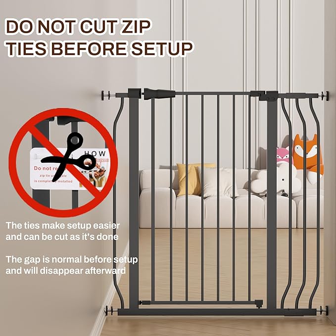ELEVON Baby Gate for Stairs Doorways, 29.1–38.5" Extra Wide 36” Tall Dog Gate with Auto-Close, Pressure Mounted Walk Through Pet Gate, Graphite