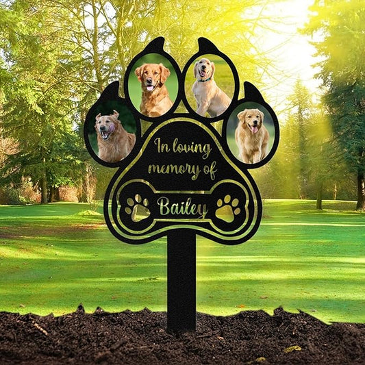 Custom Dog Grave Markers Outdoor, Personalized Pet Grave Marker Dog Memorial with Photo and Name, Outdoor Weatherproof Pet Cemetery Sign, Personalized Dog Memorial Gifts for Loss of Dog