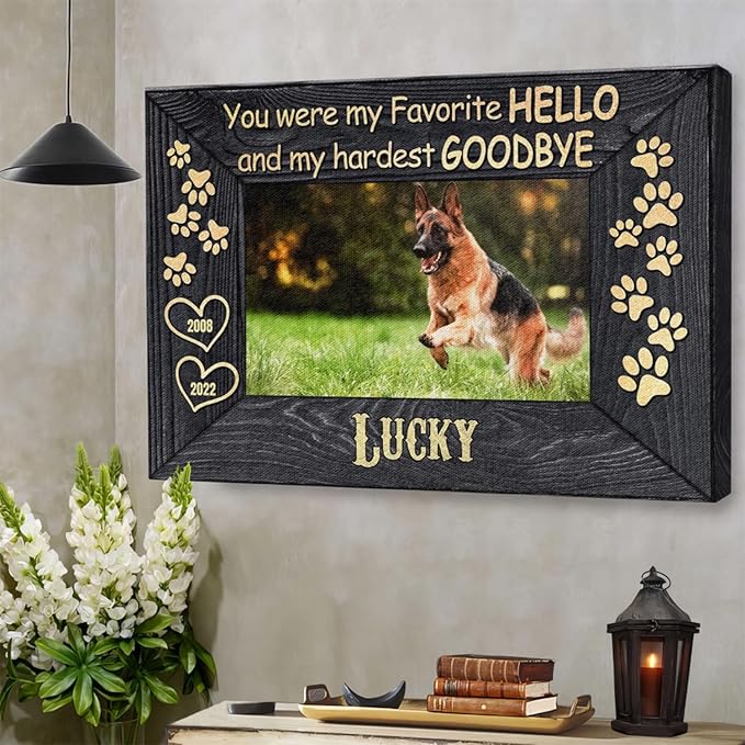 Dem Canvas Personalized Photo Canvas, Dog Loss Gifts, You Were My Favorite Hello, Pet Memorial Gifts, Dog Death Sympathy Gifts, Dog Passing Away Loss Canvas Dog Grieving Gifts (36x24)