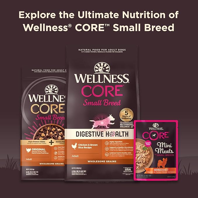Wellness CORE Natural Grain Free Mini Meals Shredded Variety Pack, 3-Ounce (Pack of 12)