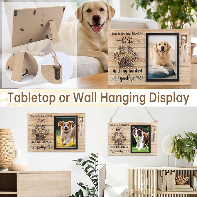 Dog Memorial Picture Frame – 4x6 Wooden Photo Frame for Pet Loss – Sympathy Remembrance Gift for Dog or Cat Lovers (Black Paw)