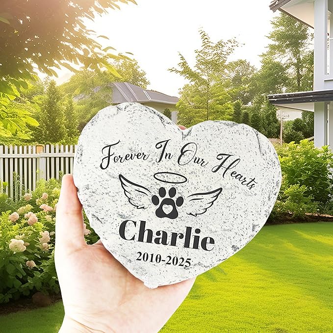 Personalized Dog Memorial Stone, Loss Gifts for Pet, Garden Stone, Pet Loss Gifts Cat Memorial Gifts, Cemetery Decorations, Grave Stone (Forever in Our Hearts)