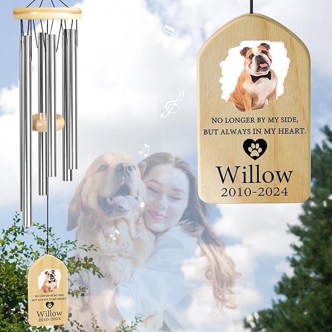 Pet Memorial Wind Chime, Pet Loss Gifts, Pet Memorial Gifts for Dogs, Dog Memorial Gifts for Loss of Dog, Loss of Dog Sympathy Gift, Dog Remembrance Gift, in Memory of Dog Cat - Always in My Heart