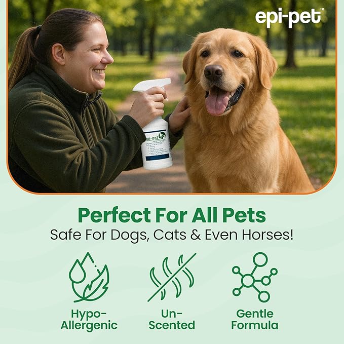 Epi-Pet Veterinary Formulated Dog Hot Spot and Dog Itch Spray, Pet Skin Treatment Spray for Allergies, Deshedding and Redness, Use it as Skin and Coat Conditioner(16 Fl Oz (Pack of 2), Unscented