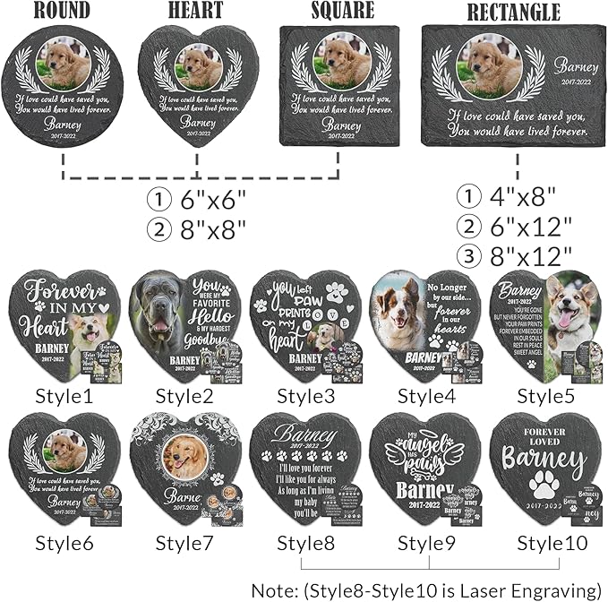 ubjva Dog Memorial Stone Dog Memorial Gifts for Loss of Dog Pet Garden Stone for Indoor Outdoor Lawn Backyard Cemetery Decorations - Style6(Color Printing)