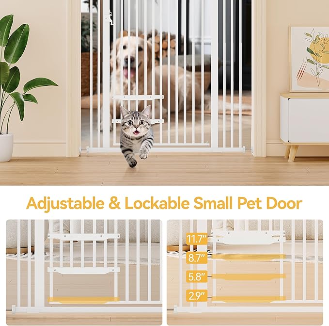 YITAHOME Extra Tall 55" Pet Gate for Cats Dogs, Walk Thru Dog Gate for Doorways and Stairs, Adjustable, 29.5"-48.8" Wide, Easy Install, Pressure Mount, Auto Close Cat Gate Indoor, Metal Pet Door Gate