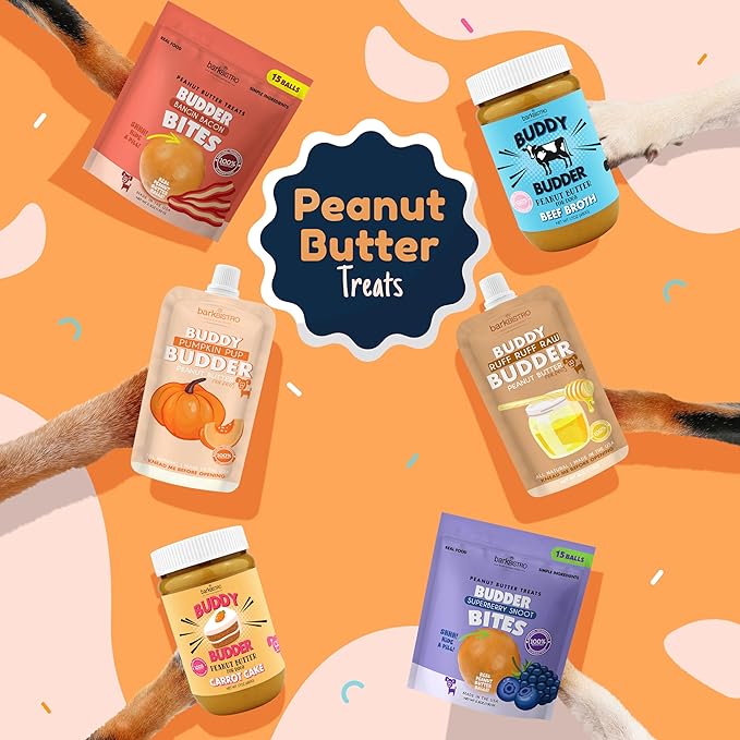 BUDDY BUDDER, Ruff Ruff Raw, Natural Dog Peanut Butter, Dog TreatMade in USA, (17 oz Jars)