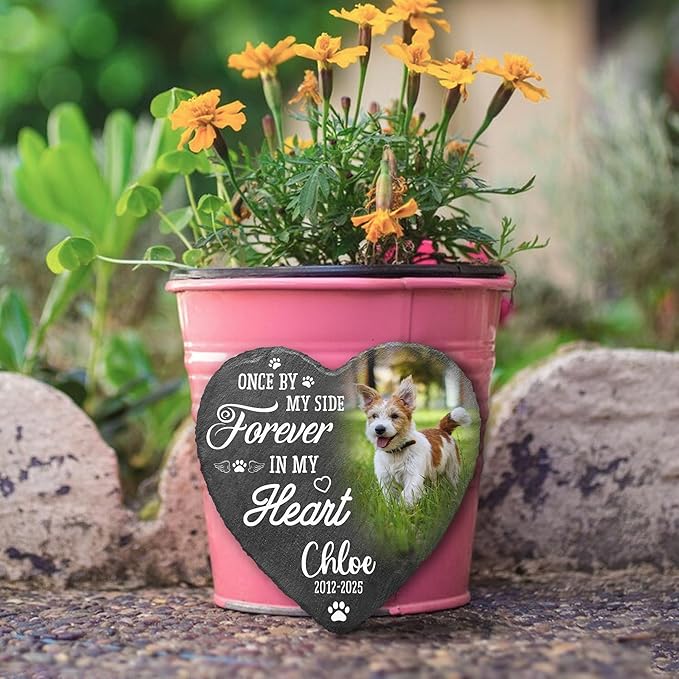 Dog Memorial Stone Personalized with Picture | Remembrance Stone for Dogs | Custom Pet Loss Plaque Gift | in Loving Memory Personalized Pet Memorial Stones for Dogs