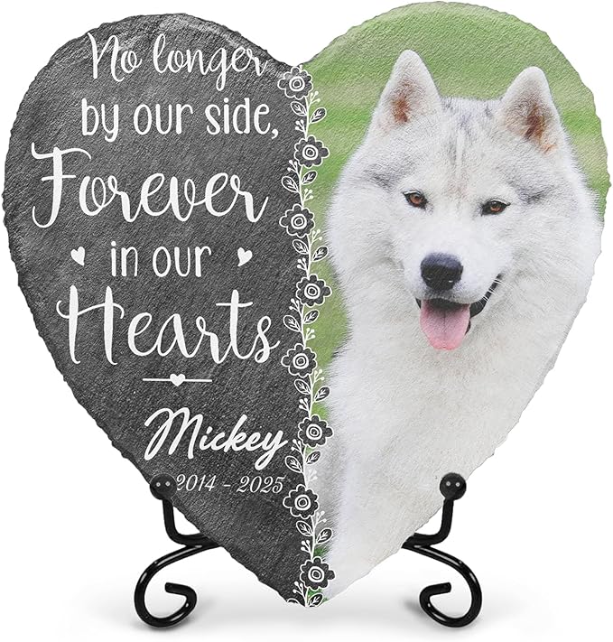 Dog Remembrance Gift Personalized Memorial Stone for Loss of Cat | Pet Memorial Plaques for Outdoors in Memory Dog Memorials | Best Condolence Gifts for Loss of Pet Cemetery Sign with Photo