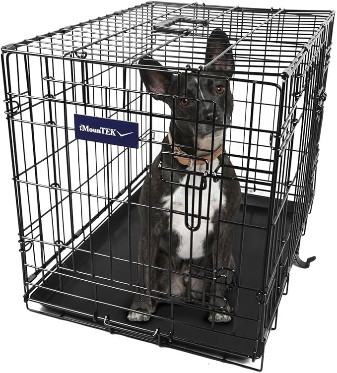 【Medium 30 INCH】 iMounTEK Folding Metal Pet Dog Puppy Cat Cage Crate Kennel W/Tray. 2 Doors Wire Cage for Training, Removable & Washable Pan Tray [Rust Resistant] Quick Assembly!