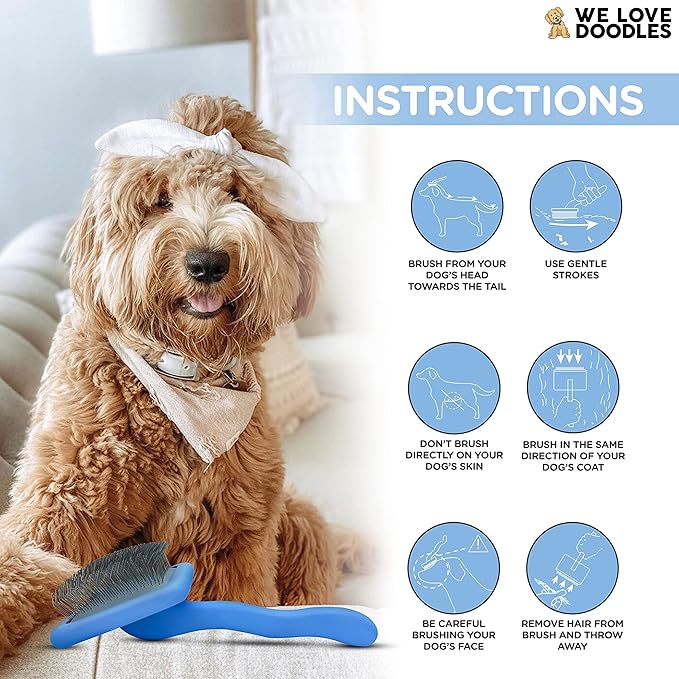 We Love Doodles Large Slicker Brush for Dogs & Dog Dematting Comb - Easily Remove Dog Tangles