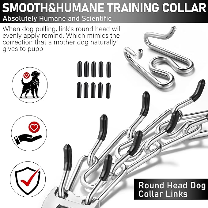 Dog Training Collar Adjustable Stainless Steel Collar with Quick Release Buckle for Neck Girth 14.5"-18.6" Dog