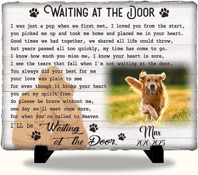 Dog Stones Memorial Personalized Pet Loss Gifts Dog Memorial | Best Thoughtful Gift for Pets Loss | Cat Memory Stone Outdoor with Photo | Pet Remembrance Stone for Furry Companion Passed Away