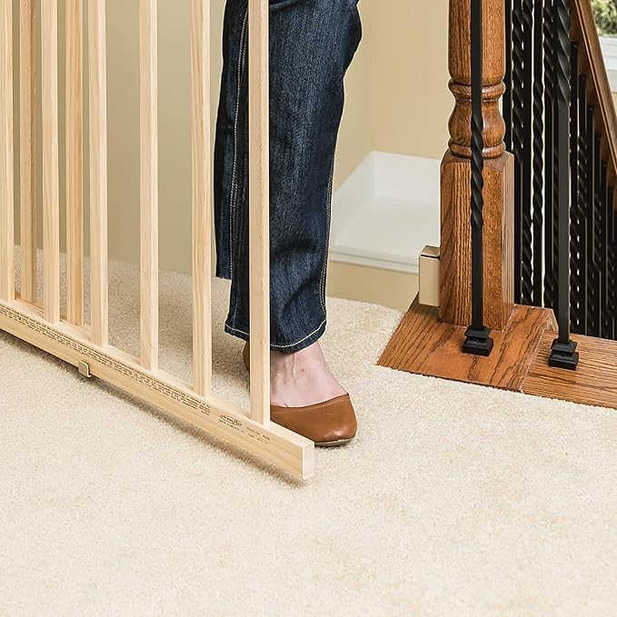 Evenflo Walk-Thru Top of Stairs Baby Gate, Natural Wood